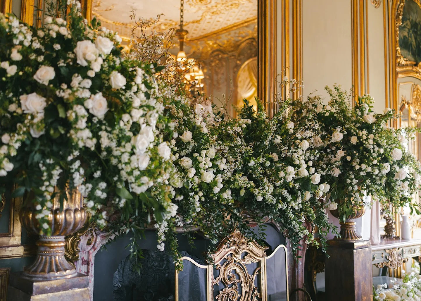 Timeless White, Ivory & Green Wedding Flowers at Cliveden House