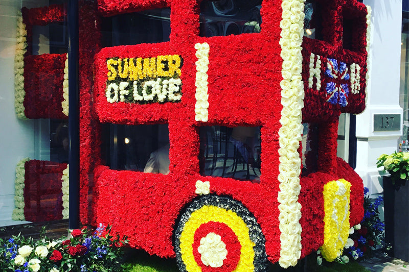 Flowers and design by Wildabout. Installation at Hackett London in Duke of York Square.